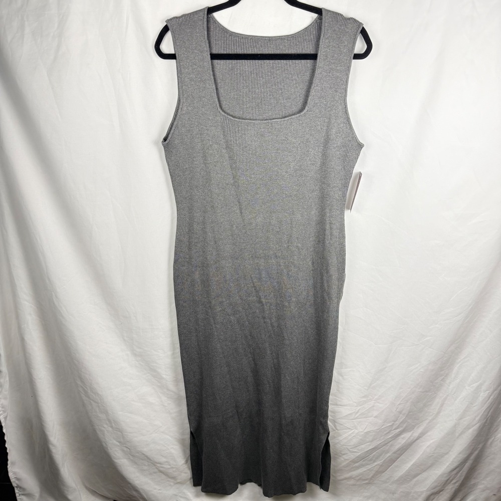 NEW Kindred Bravely Gray Ribbed Nursing Maternity Midi Dress 1X Capsule Minimal